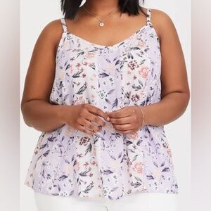 Torrid Sophie Mixed Lavender and Pink Floral Challis Swing Cami size 1